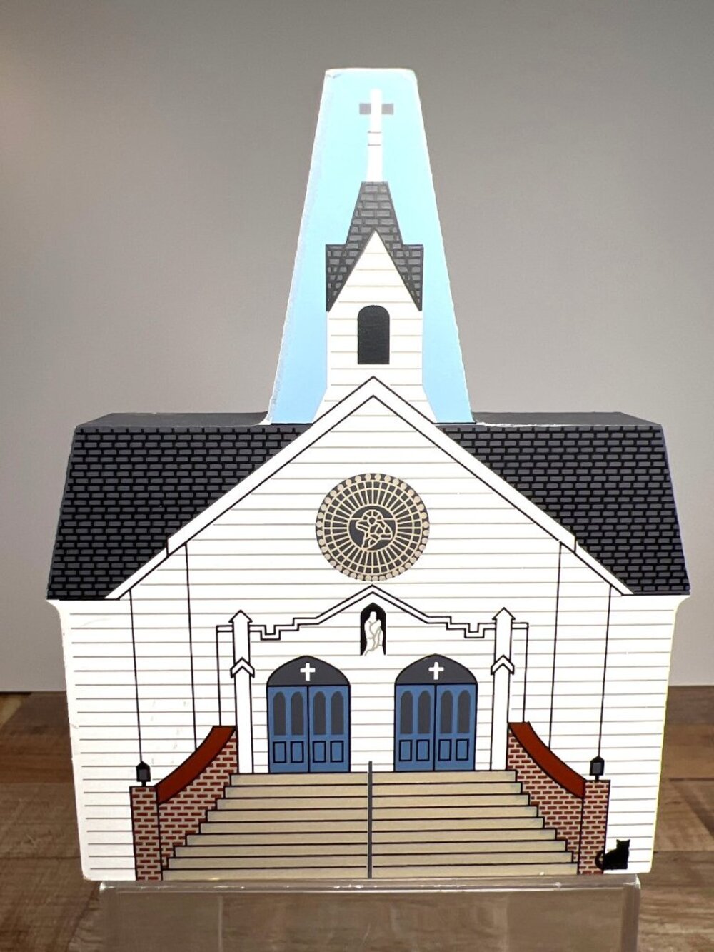 RARE St. Josephs Church Cats Meow Wooden Shelf Sitter Sea Isle City NJ 1998